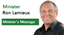 Minister Ron Lemieux - Minister's Message