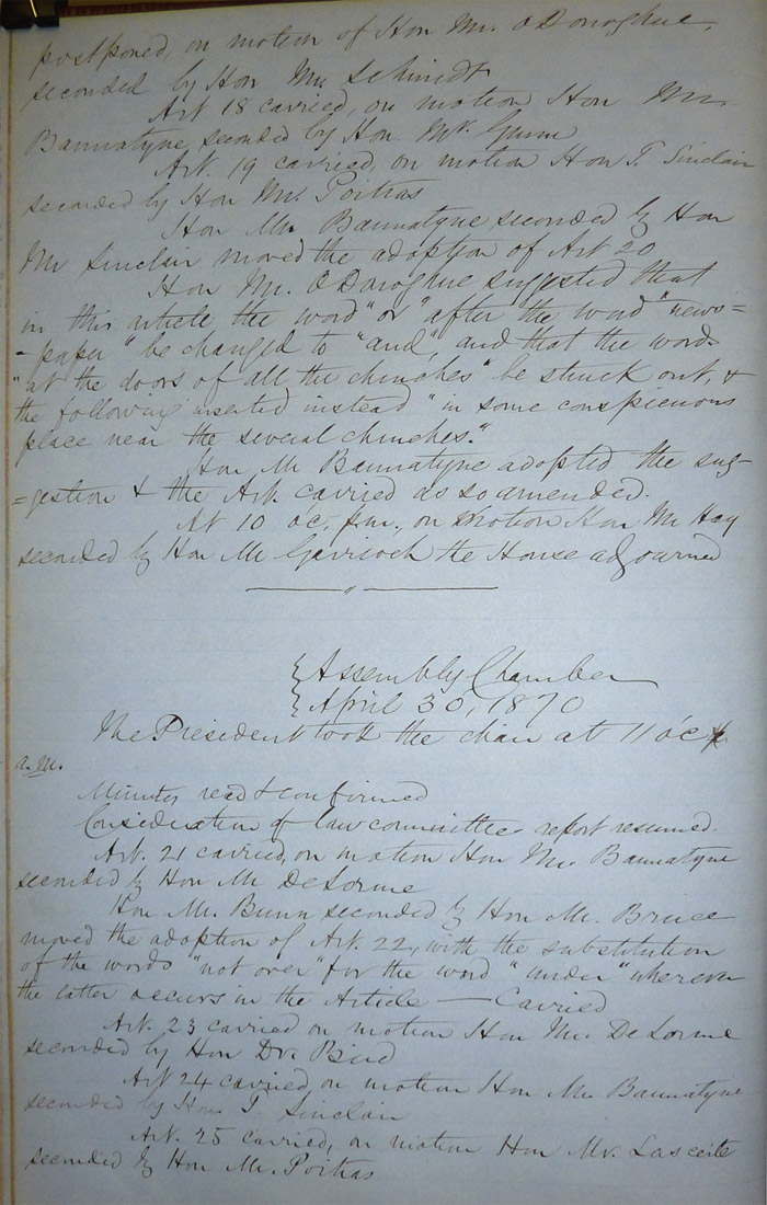 Journal de la session de l’Assemblée législative d’Assiniboia, page 25