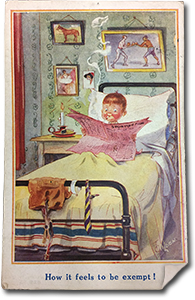 la carte postale avec deux soldats bless&eacute;s profitent de l&rsquo;Angleterre "Blighty &ndash; Good old Blighty"