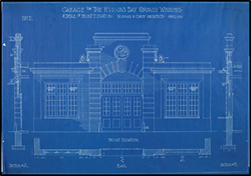 blueprint of the front of the HBC garage