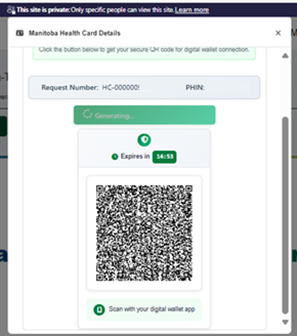 QR code generated for your digital health card