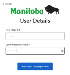 Changing password on User Details screen
