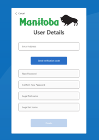Create password on user details screen