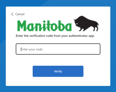 Entering the verification code from the authenticator app