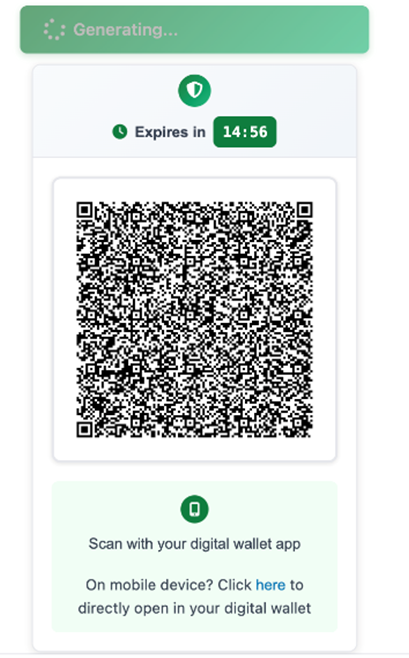 QR code screen when downloading digital health card
