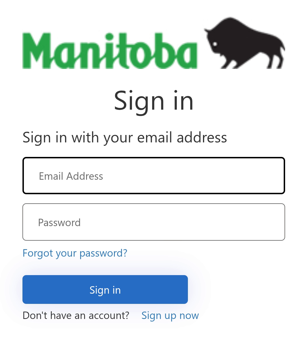 Sign in screen for 'My Manitoba Health Card' account