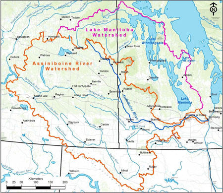 The Assiniboine River and Lake Manitoba basins