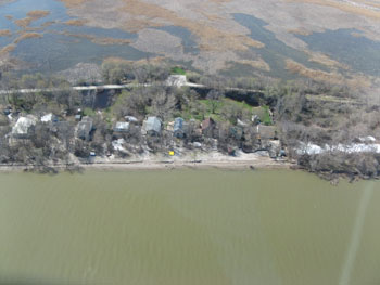Aerial view of flooding at Delta Beach, May 17, 2011