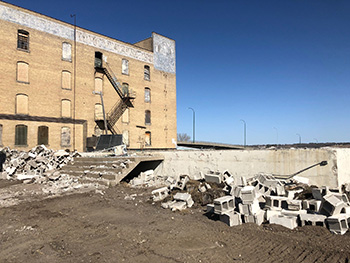 Des nouvelles du projet — 7 avril 2021 — La démolition des bureaux situés dans le bâtiment Kullberg’s a commencé.
