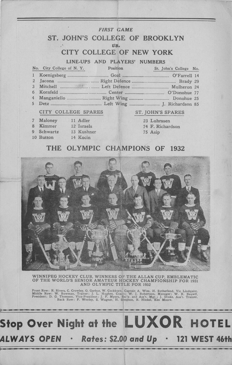 Programme officiel du programme double de hockey amateur, 21 février 1932, page 2   