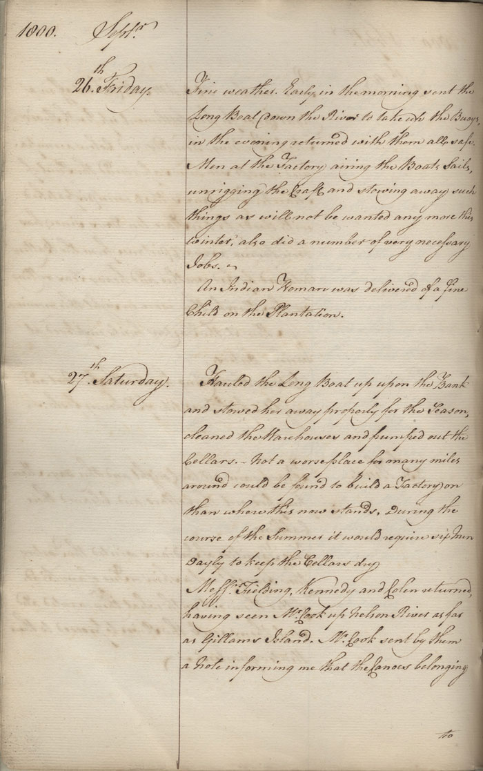 York Factory post journal, 1800
