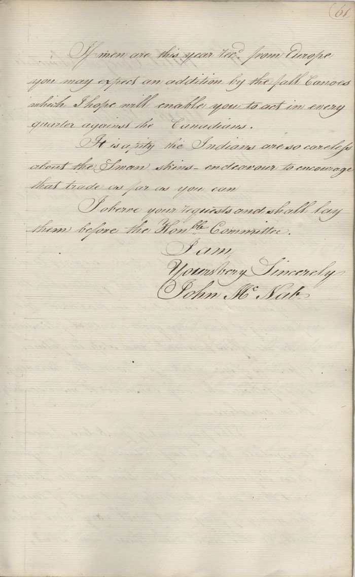 Lettre de John McNab  Alexander Kennedy, 13 juillet 1806