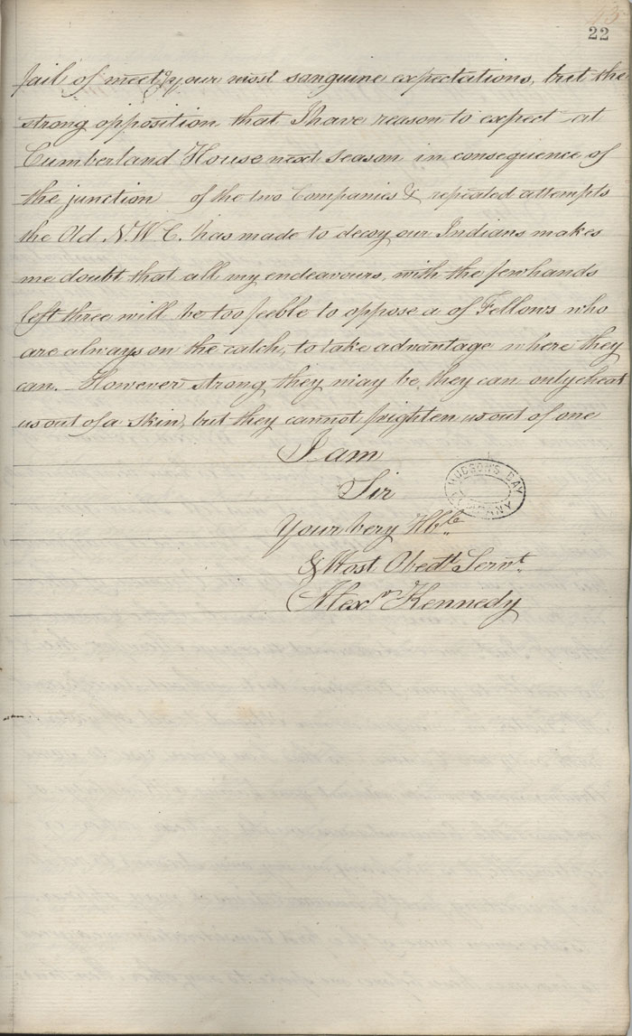 Lettre d'Alexander Kennedy  John McNab, 19 juillet 1805