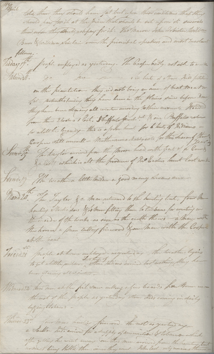 Journal du poste de Brandon House, 1812